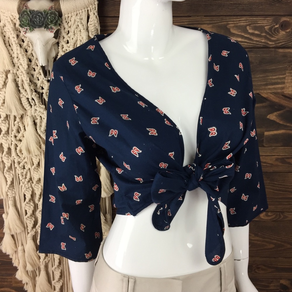 Lemon Grass Studio | Tie‎ Front Crop Blouse Paisley